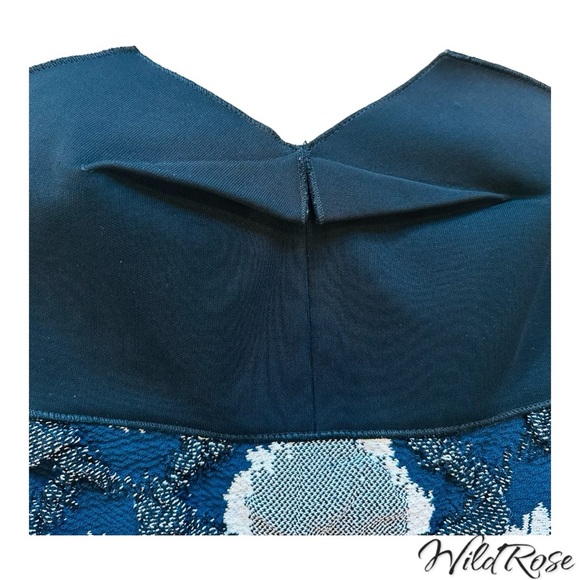 ROLAND MOURET Blue & Black Stretch Bodycon Corset Bustier Mini Dress SZ 4 - Picture 5 of 16